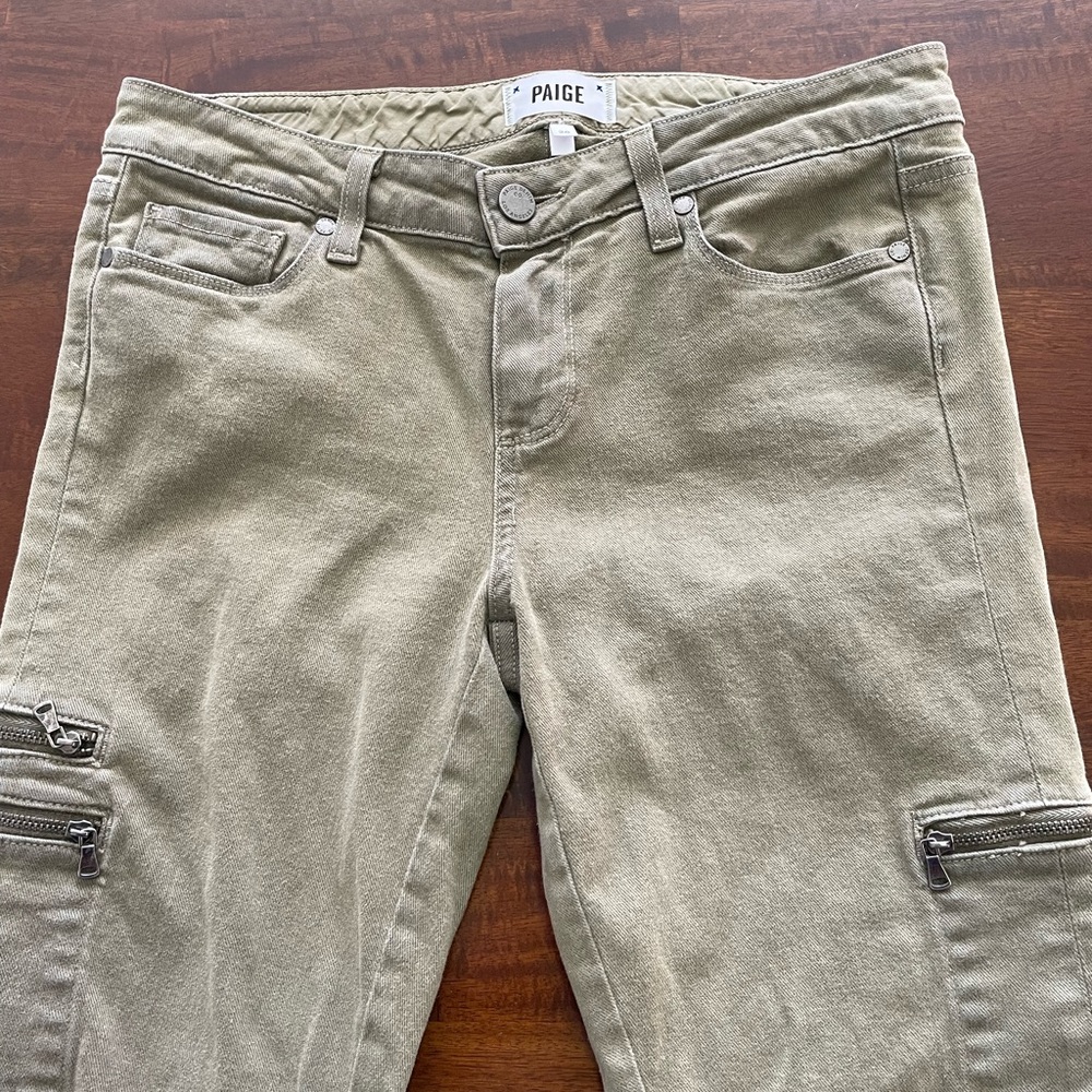 Paige olive jeans size 28 Pre Owned